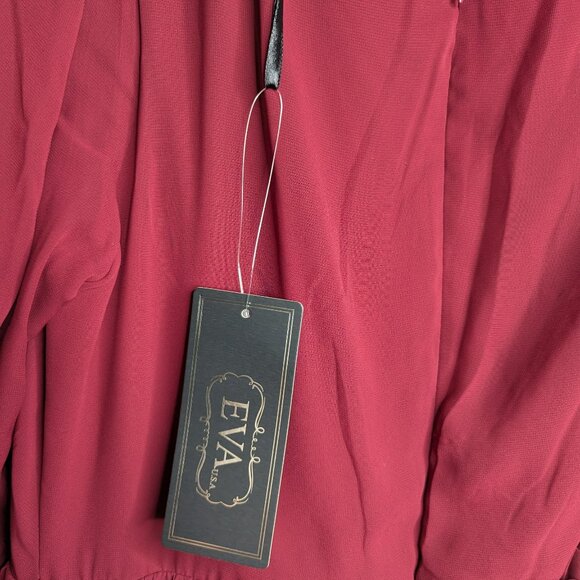 NWT EVA USA Burgundy Maxi Wrap Dress 3XL With Side Slit RARE Size - Picture 13 of 16